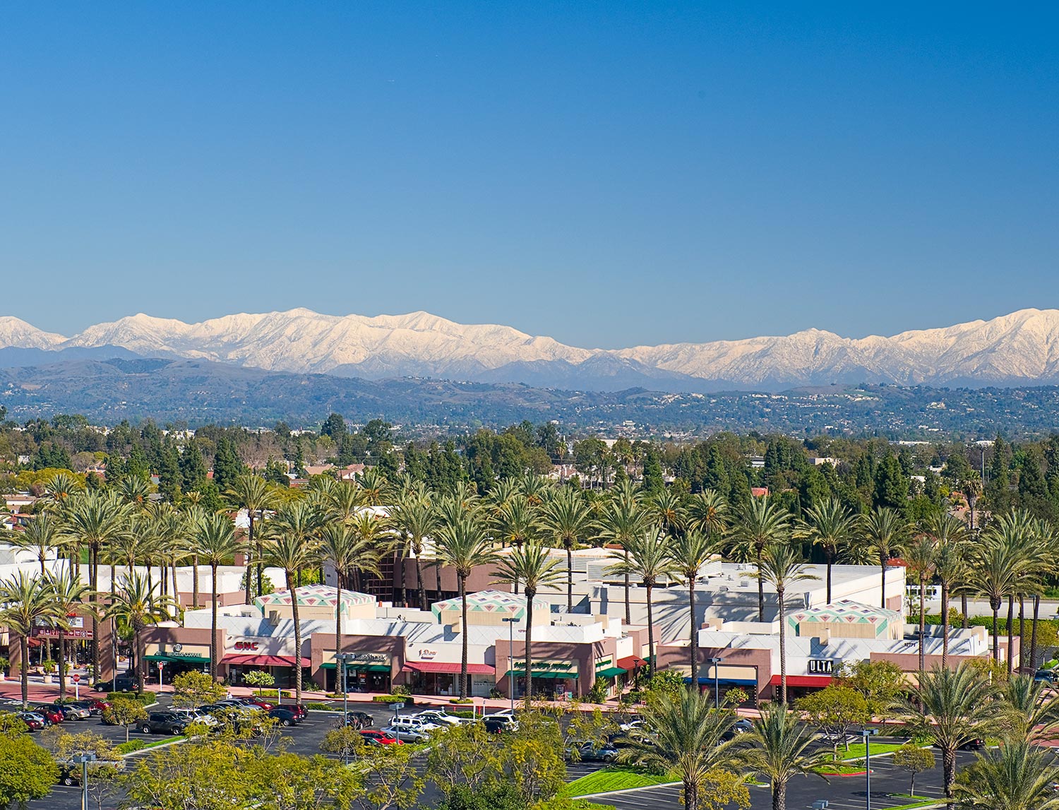 Elevated expansive view of Cerritos Towne Center