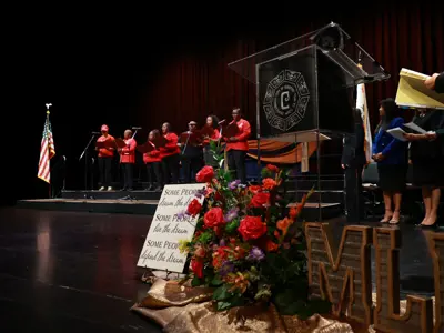 2026 Martin Luther King, Jr. Day ceremony, singers on stage at CCPA performing "Lift Every Voice and Sing"